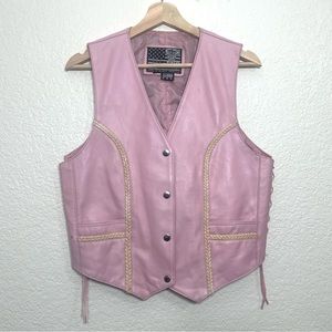 Pink Leather Vest Bikers Dream Apparel USA Size M Women’s